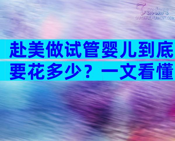 赴美做试管婴儿到底要花多少？一文看懂费用明细