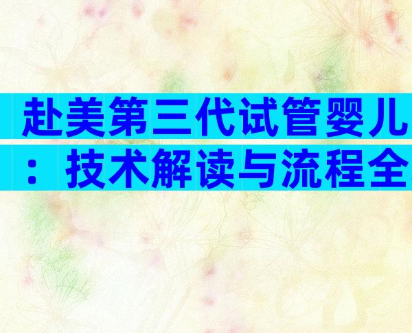 赴美第三代试管婴儿：技术解读与流程全攻略