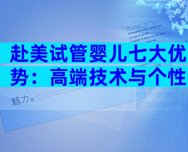 赴美试管婴儿七大优势：高端技术与个性化服务详解