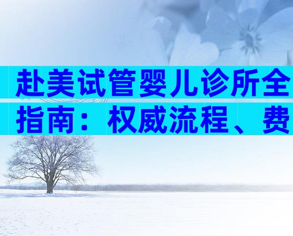 赴美试管婴儿诊所全指南：权威流程、费用及注意事项