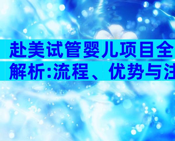 赴美试管婴儿项目全解析:流程、优势与注意事项