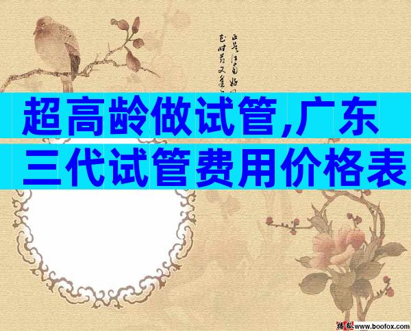 超高龄做试管,广东三代试管费用价格表