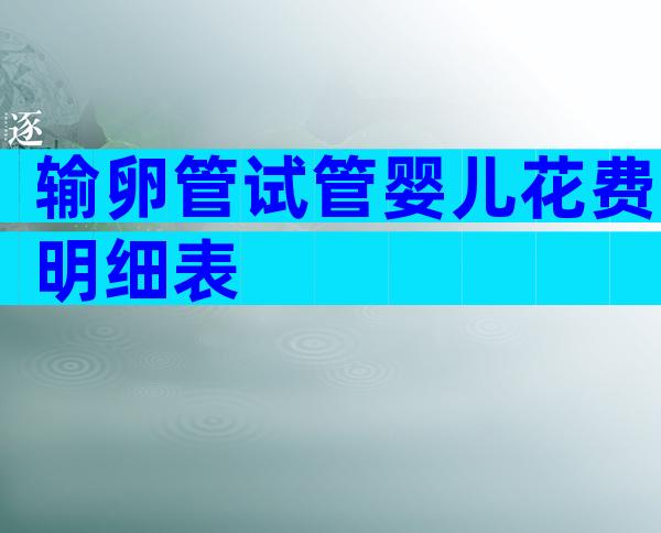 输卵管试管婴儿花费明细表
