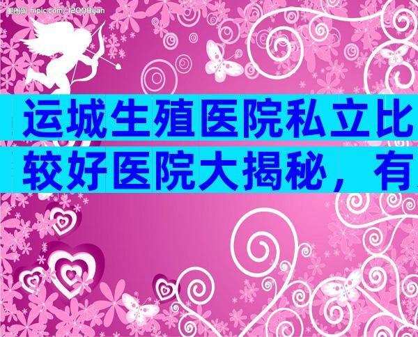 运城生殖医院私立比较好医院大揭秘，有几家可以做三代？