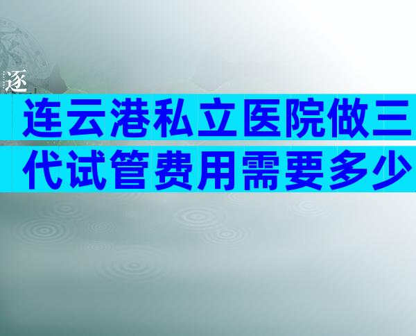 连云港私立医院做三代试管费用需要多少,附上费用报销政策