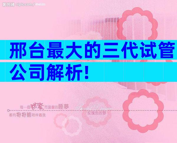 邢台最大的三代试管公司解析!