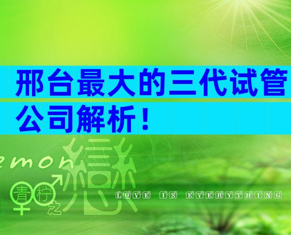 邢台最大的三代试管公司解析！