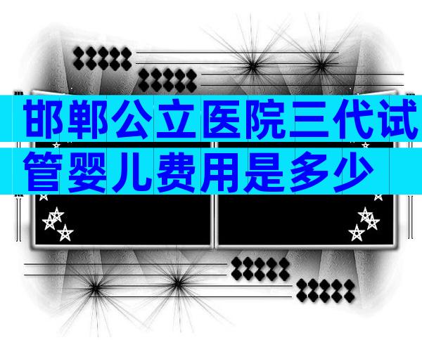 邯郸公立医院三代试管婴儿费用是多少