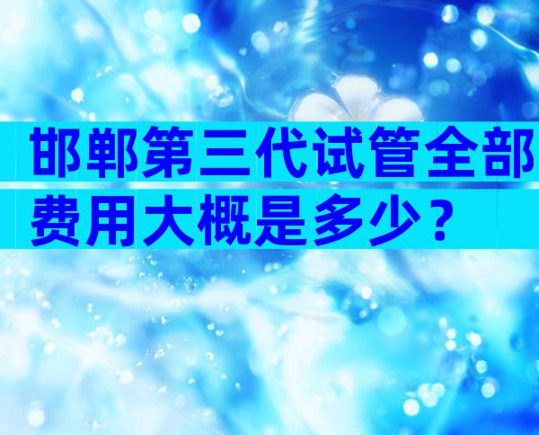 邯郸第三代试管全部费用大概是多少？