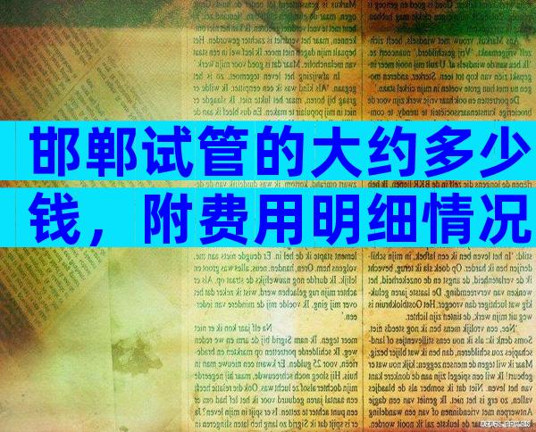 邯郸试管的大约多少钱，附费用明细情况？