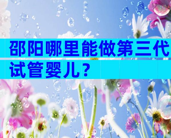邵阳哪里能做第三代试管婴儿？