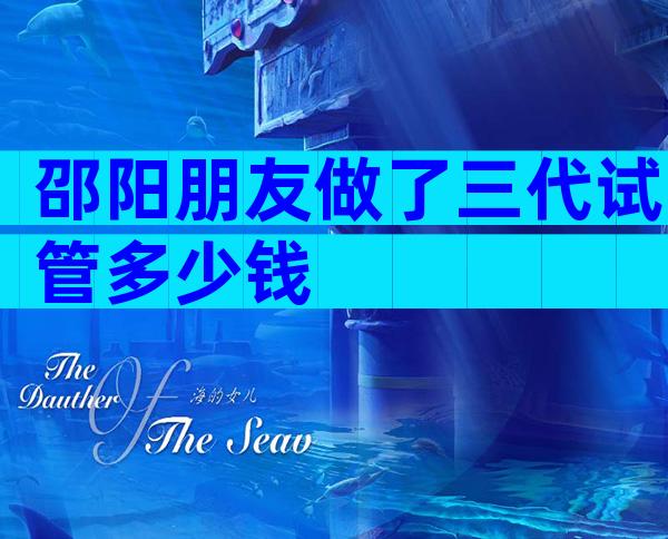 邵阳朋友做了三代试管多少钱