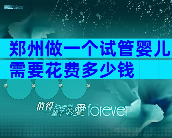 郑州做一个试管婴儿需要花费多少钱