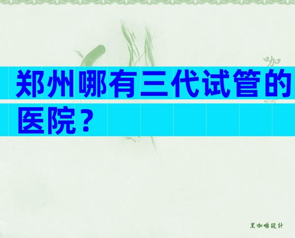 郑州哪有三代试管的医院？