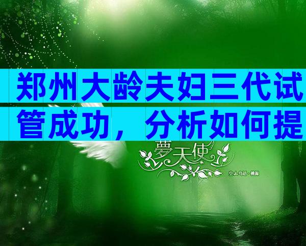郑州大龄夫妇三代试管成功，分析如何提高成功率