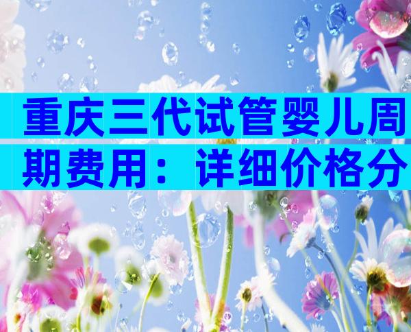 重庆三代试管婴儿周期费用：详细价格分享