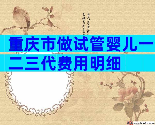 重庆市做试管婴儿一二三代费用明细