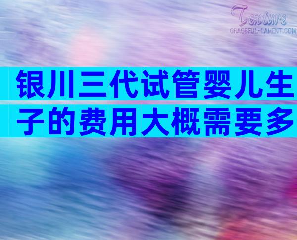 银川三代试管婴儿生子的费用大概需要多少钱？