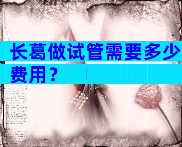 长葛做试管需要多少费用？