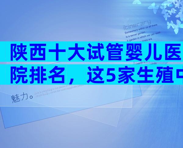 陕西十大试管婴儿医院排名，这5家生殖中心名列前茅！