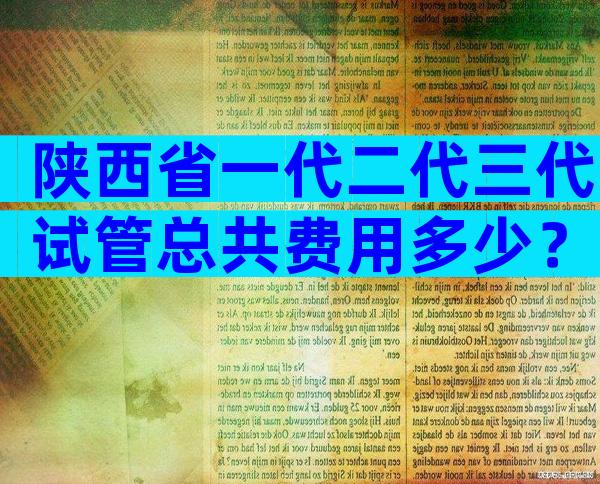 陕西省一代二代三代试管总共费用多少？费用清单全面分享