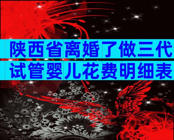 陕西省离婚了做三代试管婴儿花费明细表，附患者真实费用记录