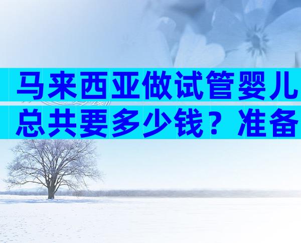 马来西亚做试管婴儿总共要多少钱？准备多少钱才足够？