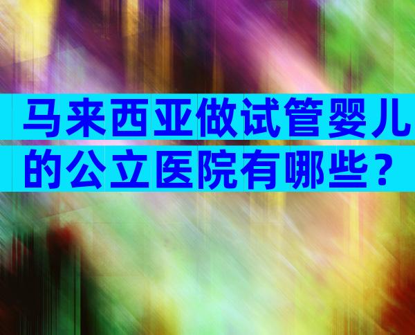 马来西亚做试管婴儿的公立医院有哪些？