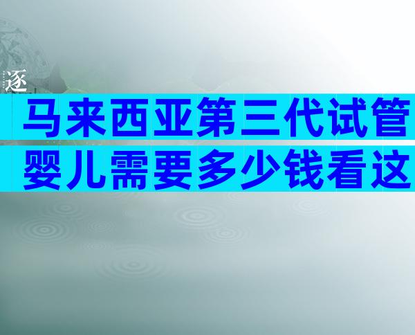 马来西亚第三代试管婴儿需要多少钱看这里，试管婴儿费用攻略！