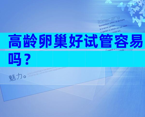 高龄卵巢好试管容易吗？
