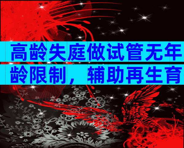 高龄失庭做试管无年龄限制，辅助再生育按政策领补助
