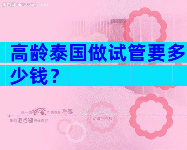高龄泰国做试管要多少钱？