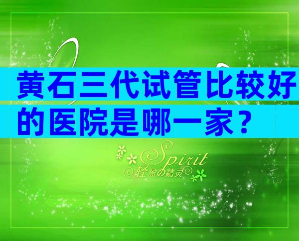 黄石三代试管比较好的医院是哪一家？