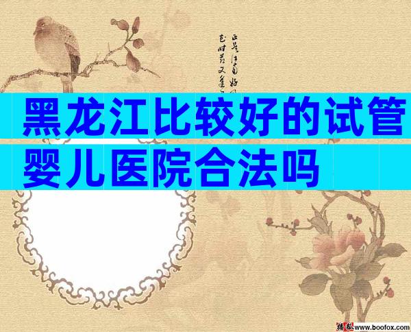黑龙江比较好的试管婴儿医院合法吗