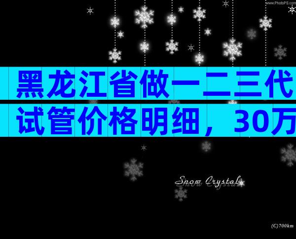 黑龙江省做一二三代试管价格明细，30万够吗？