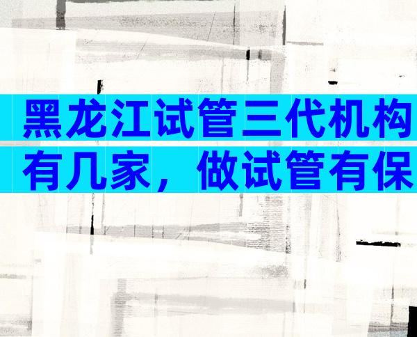 黑龙江试管三代机构有几家，做试管有保障吗？