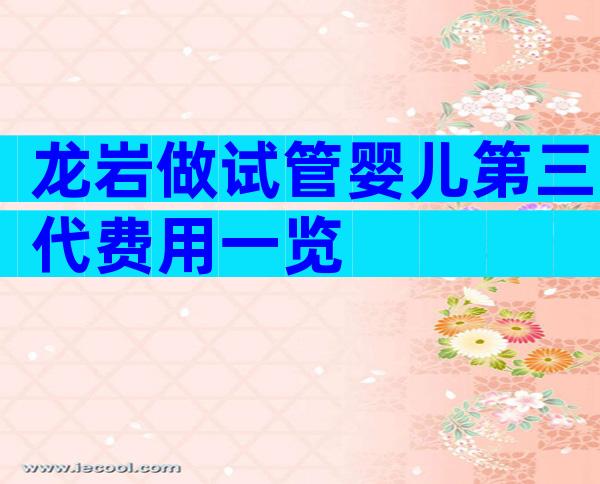 龙岩做试管婴儿第三代费用一览